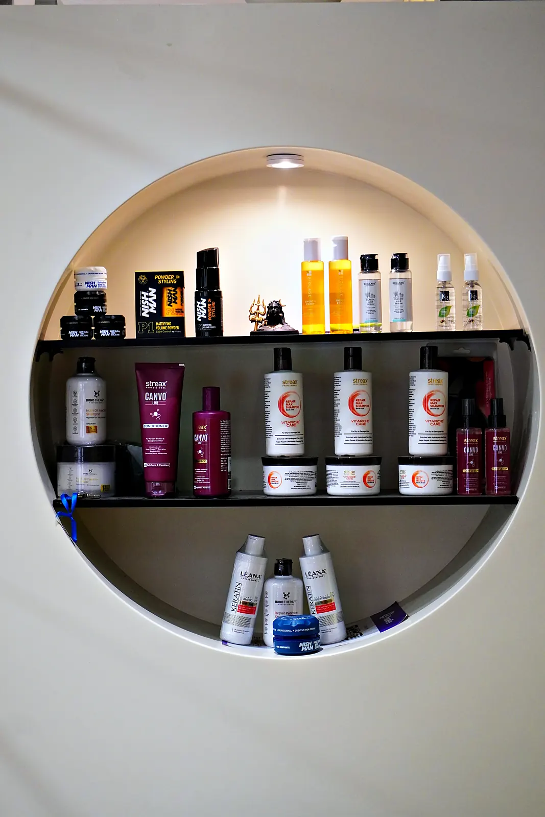 Round lit niche of professional hair products