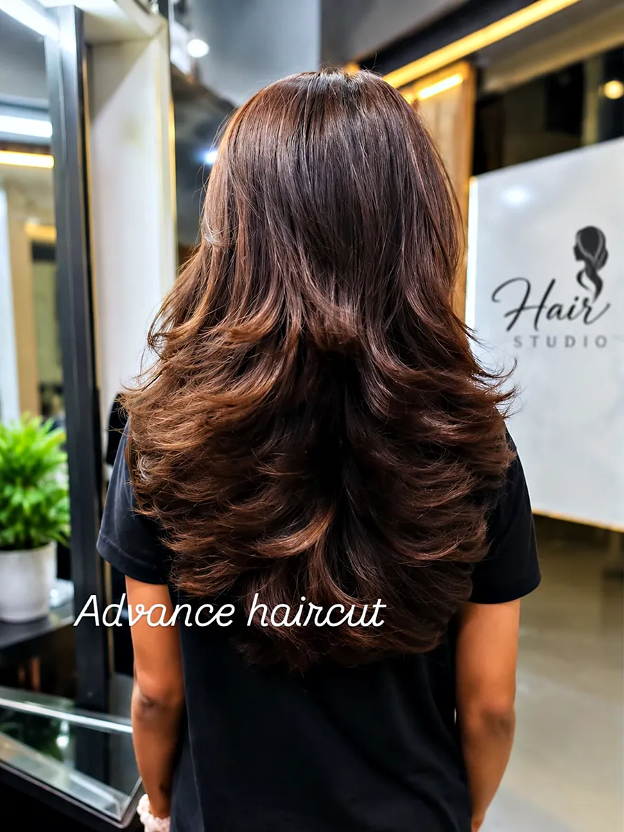 Long layered advanced haircut with soft waves