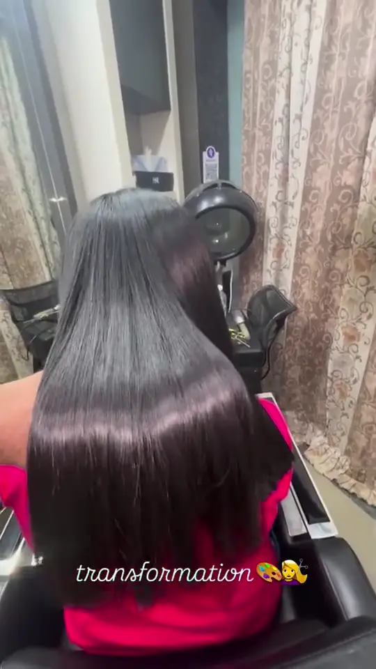Glass-smooth long hair after treatment